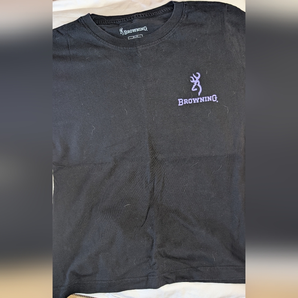 Browning Black Tee with Purple Emblem Size Medium